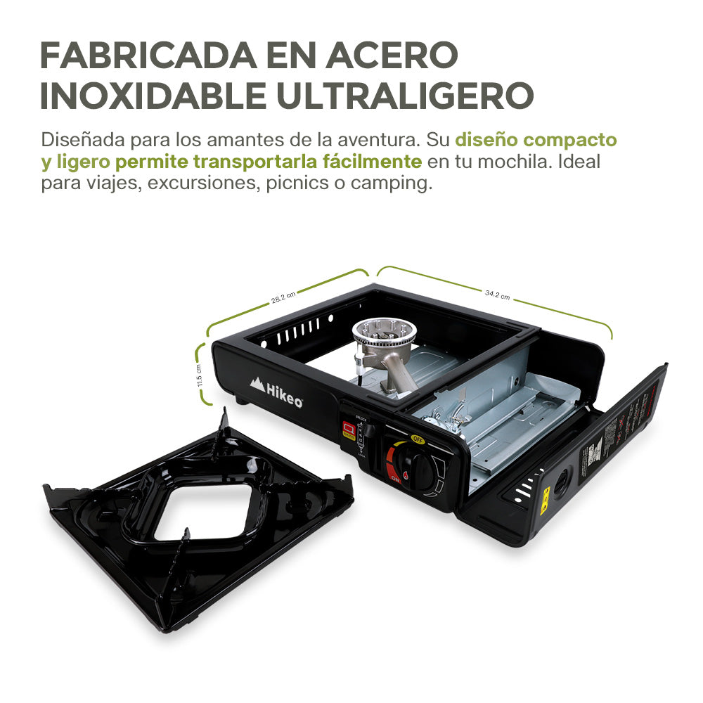 Parrilla de Gas Portátil para Camping para Cartuchos de Gas Butano con Estuche