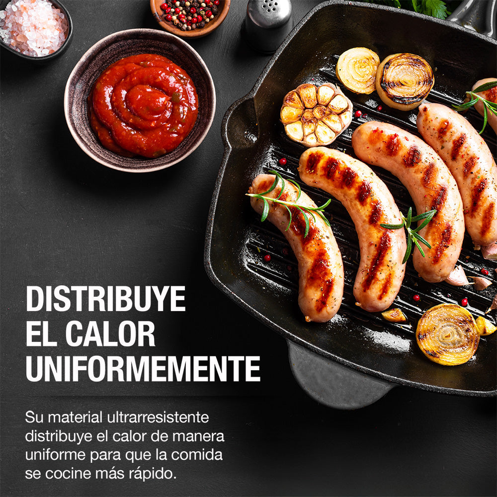 Sartén Grill de Hierro Fundido Precurado de 2 L