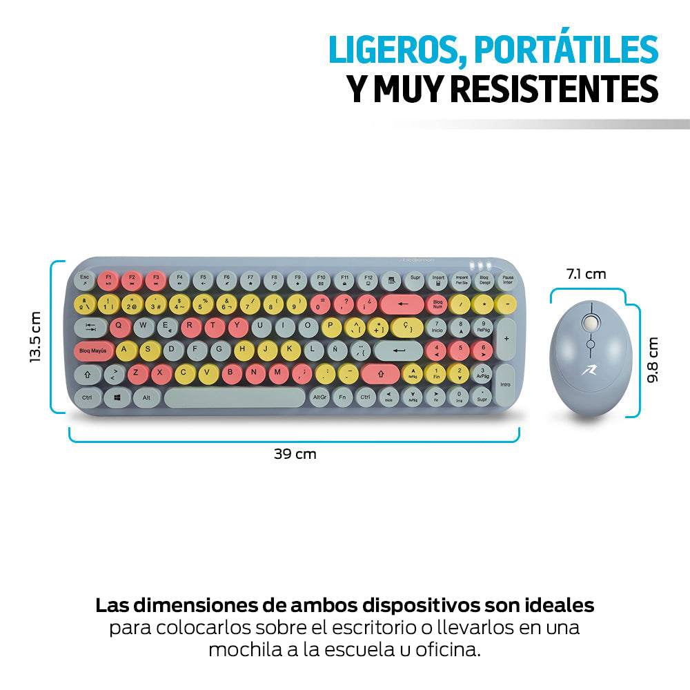 Teclado y Mouse Inalámbrico Retro 2.4 GHz con USB