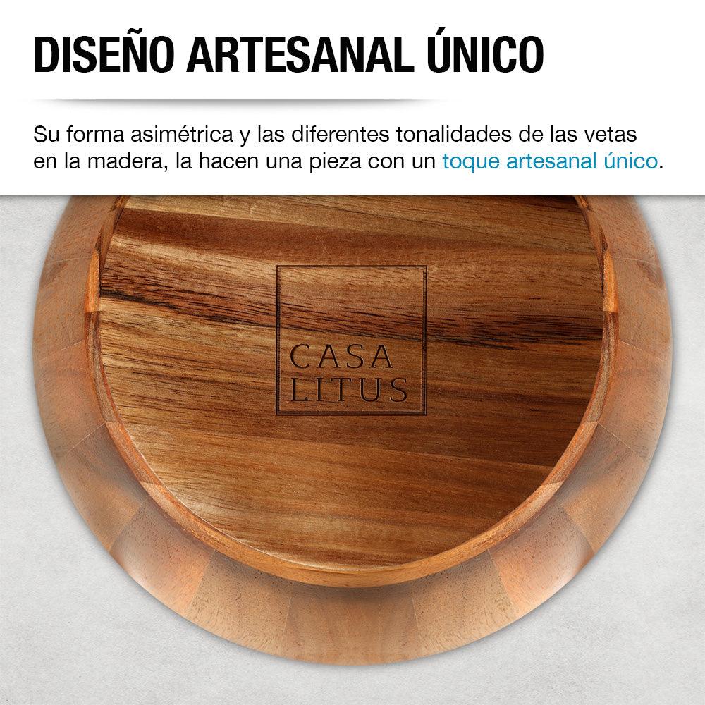 Ensaladera de madera de acacia 5.5 L con 2 palas