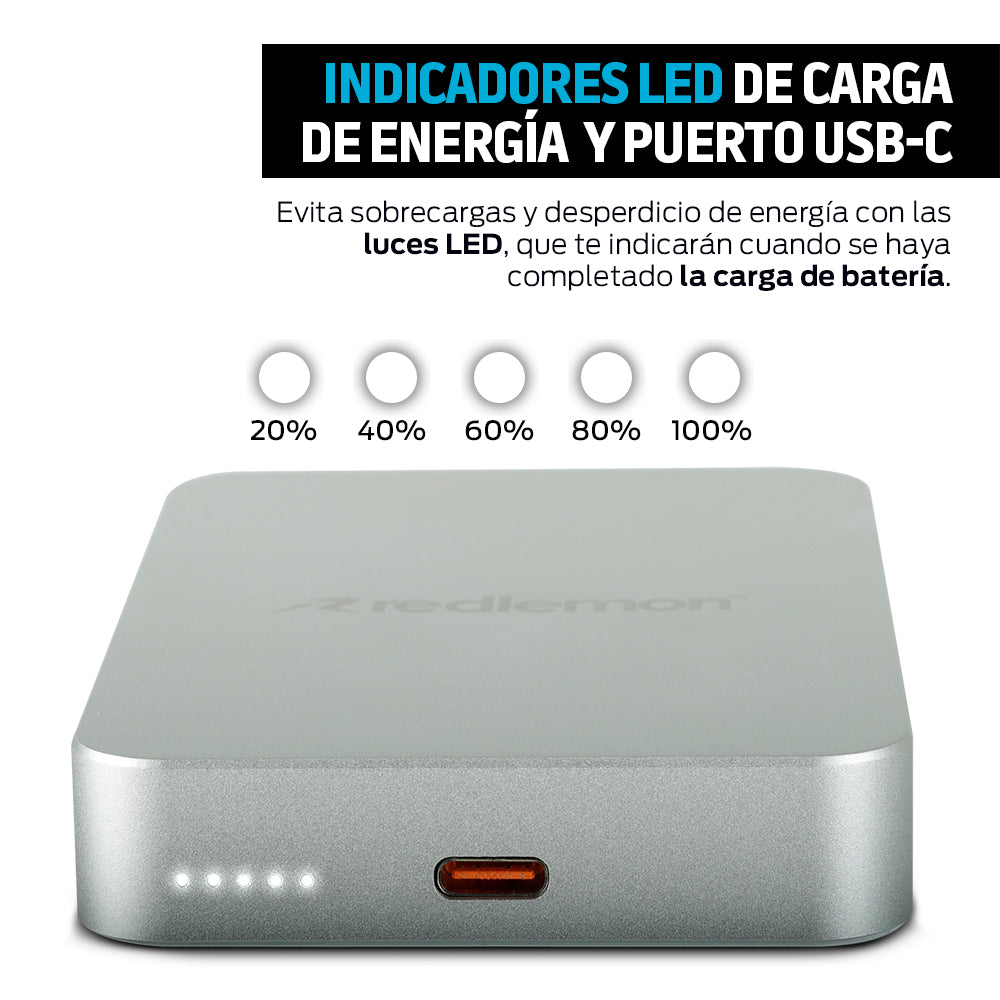 Power Bank Magnético de 10,000 mAh con Carga de 15 W
