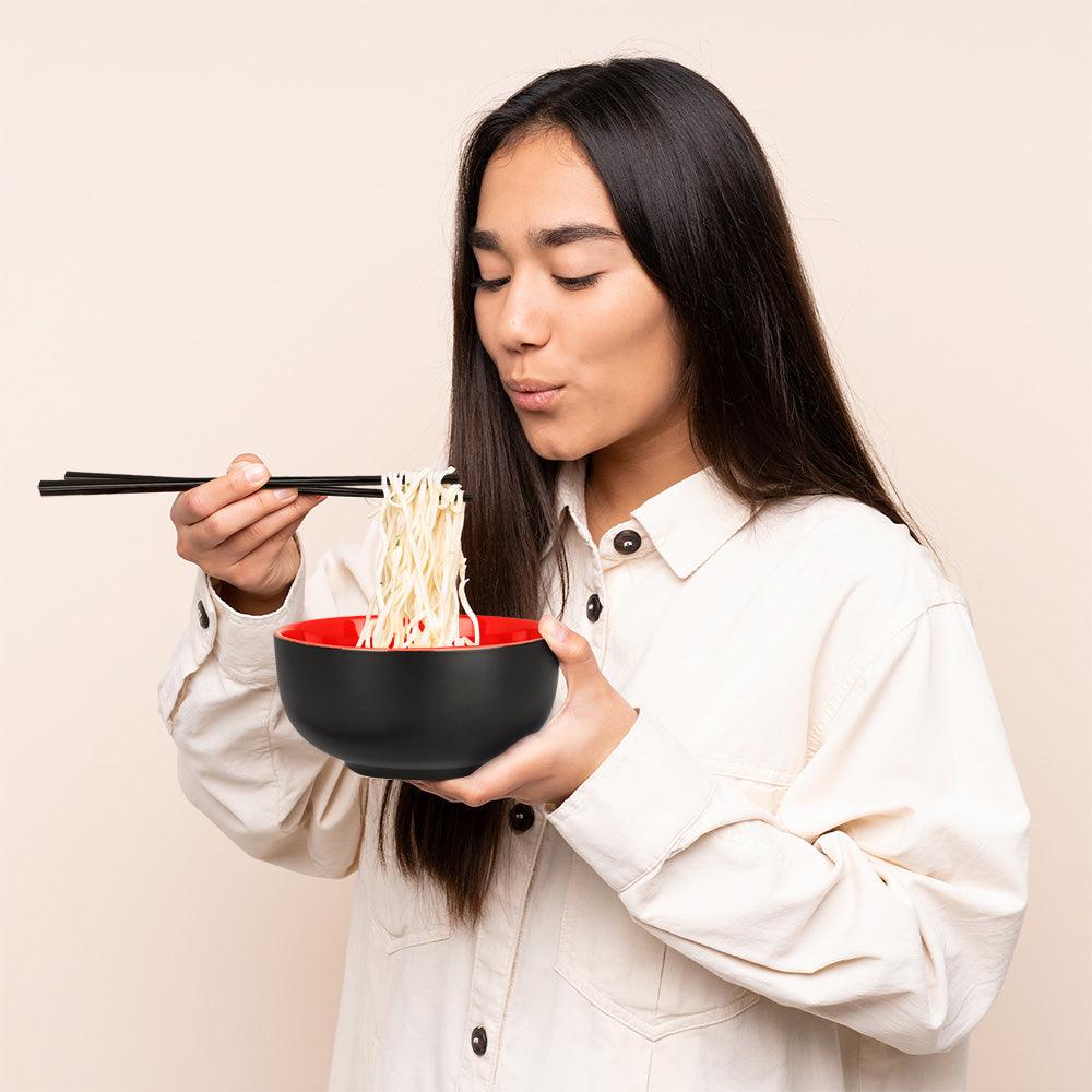 Set de 4 Bowls de Cerámica de 1 L con Palillos Casa Litus