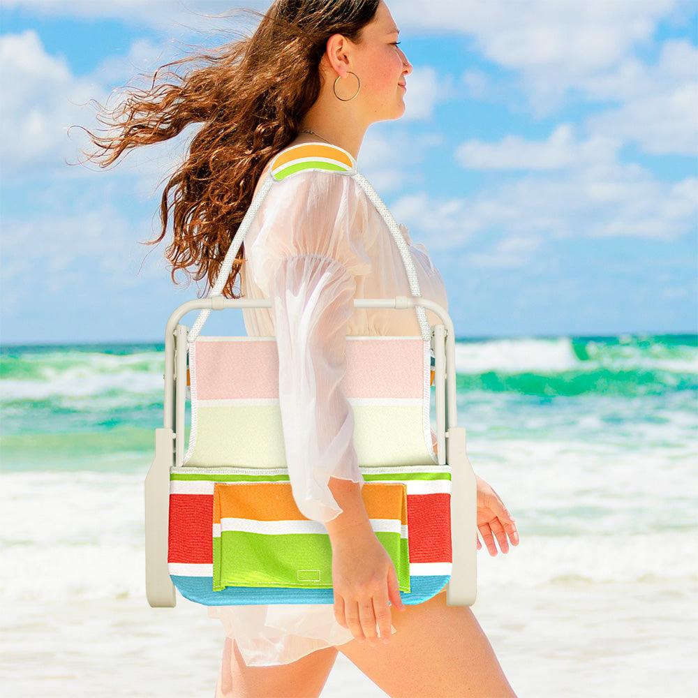 Set de 2 sillas plegables para playa con reposabrazos