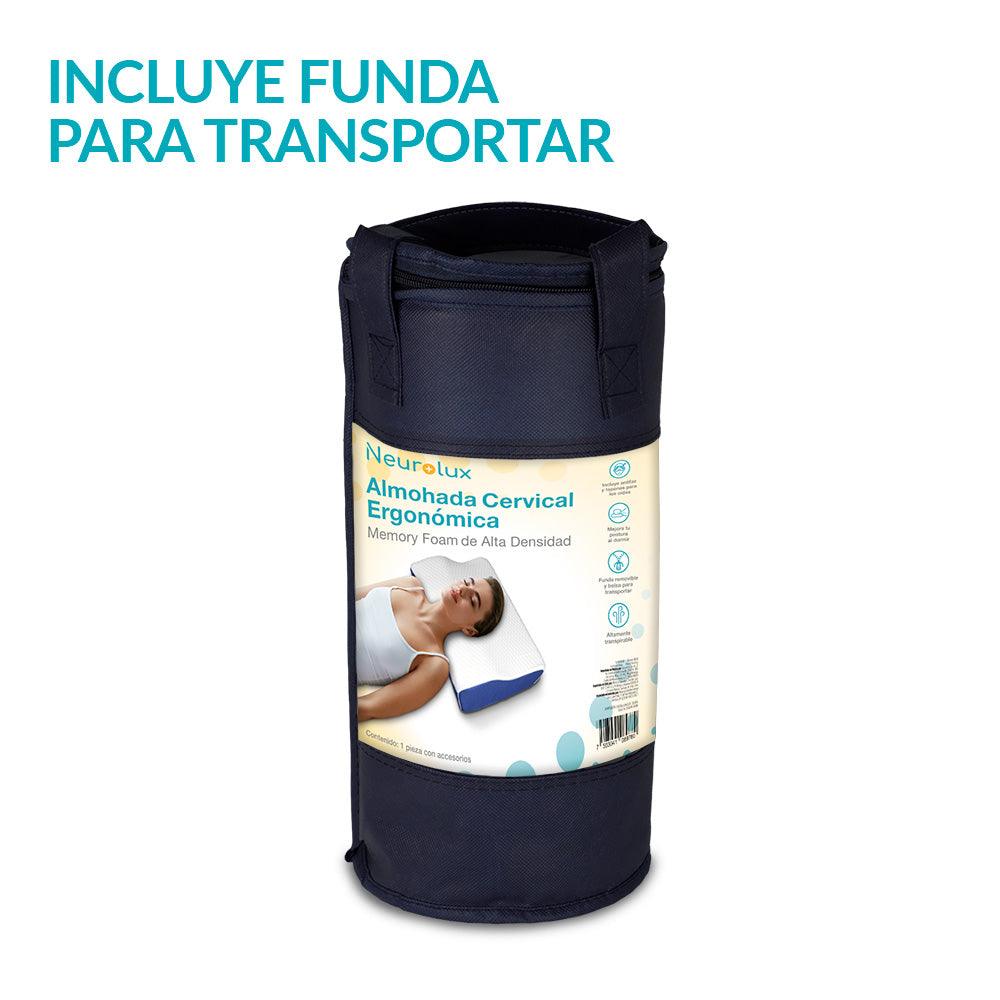 Almohada cervical de memory foam con antifaz y tapones