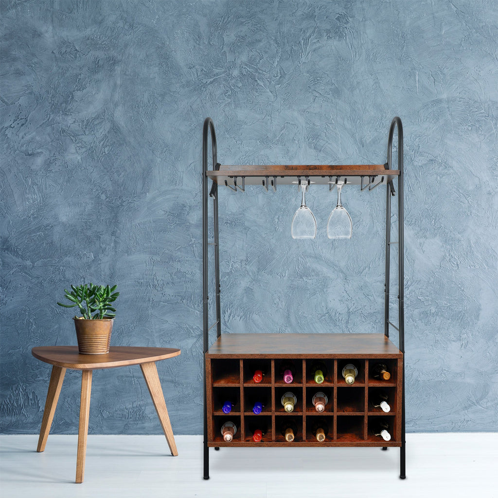 Cava de Vino tipo Cantina Mueble Organizador para 18 Botellas y Copas