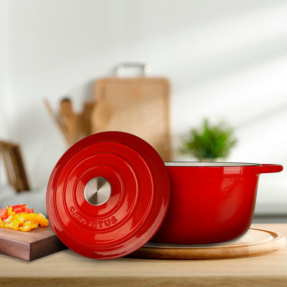 Olla Dutch Oven de Hierro Fundido Esmaltado 3.9 L Roja