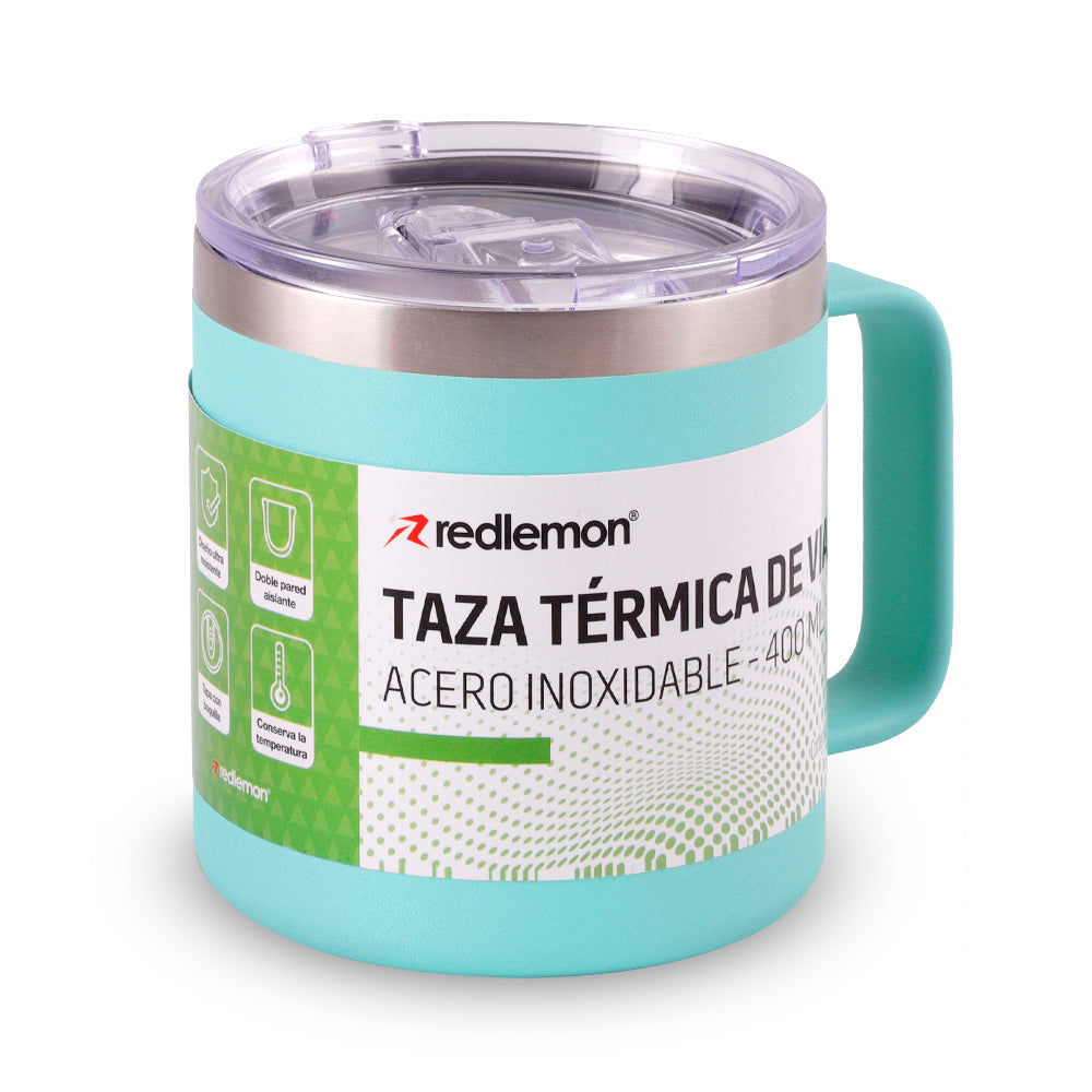Taza térmica de acero inoxidable 400 ml con tapa hermética