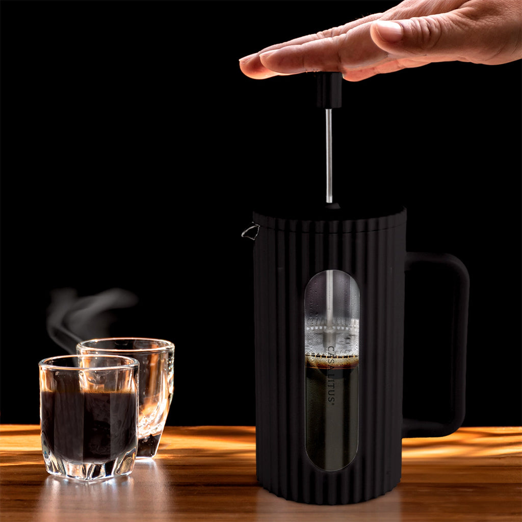 Prensa Francesa de Vidrio Ondulado de 1 L para Café y Té