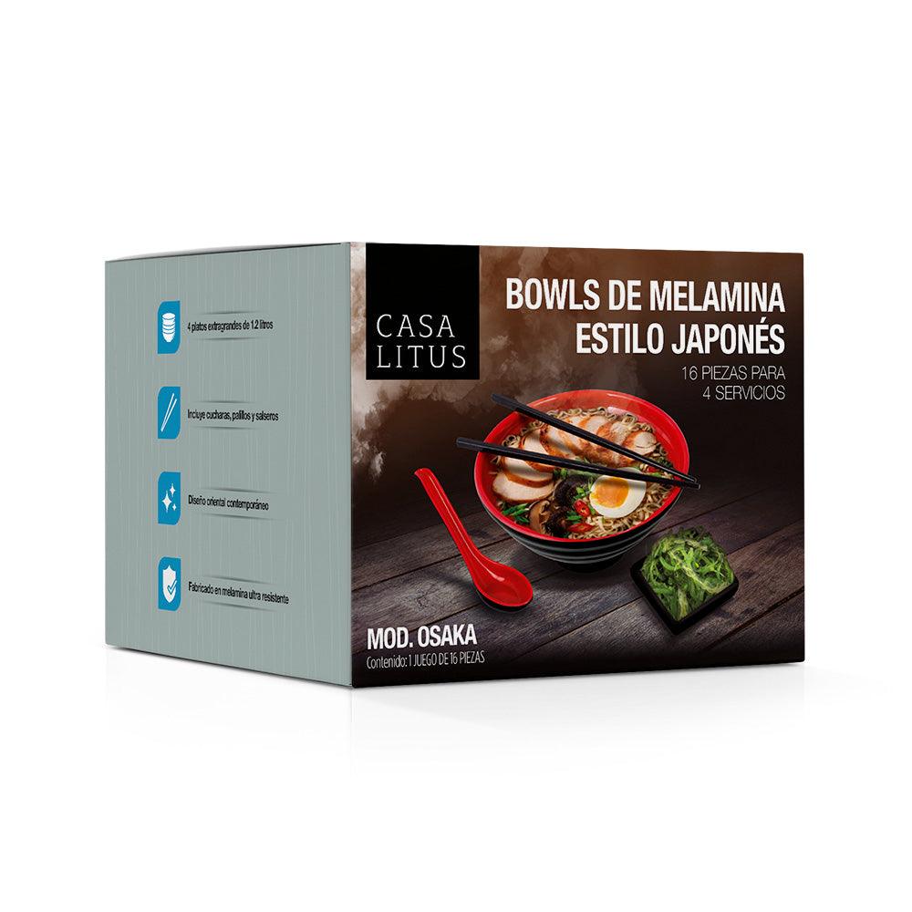 Vajilla de Melamina para Ramen de 16 Piezas, 4 Personas