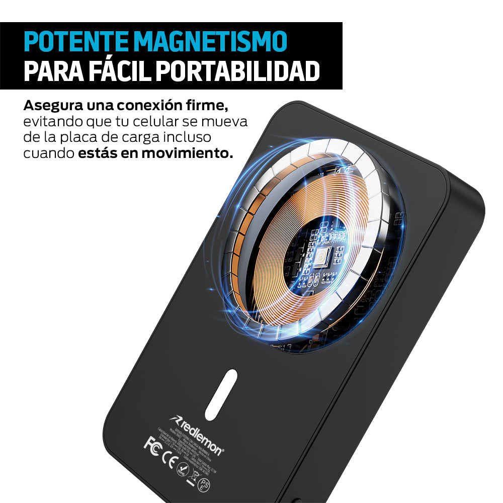 Power Bank Magnético de 10,000 mAh con Carga de 15 W