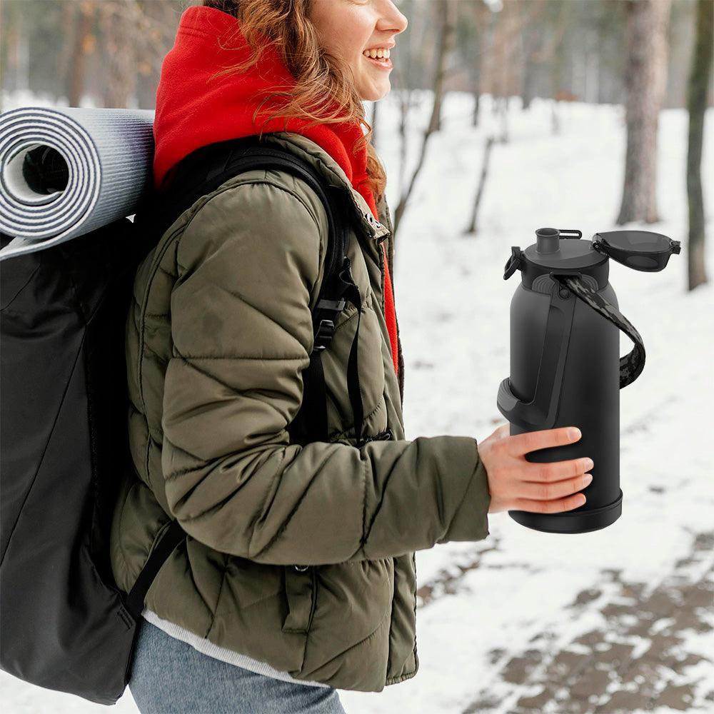 Termo de Acero Inoxidable 2 L con Popote y Correa HIKEO