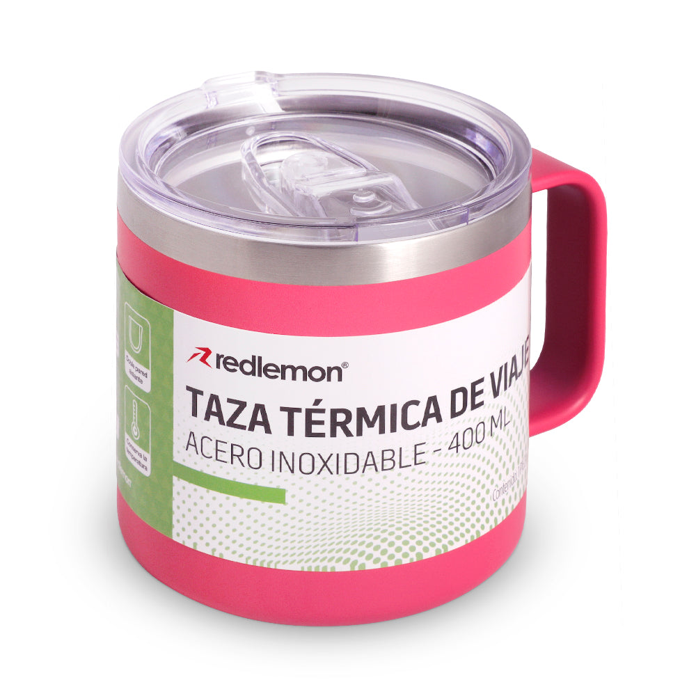 Taza térmica de acero inoxidable 400 ml con tapa hermética