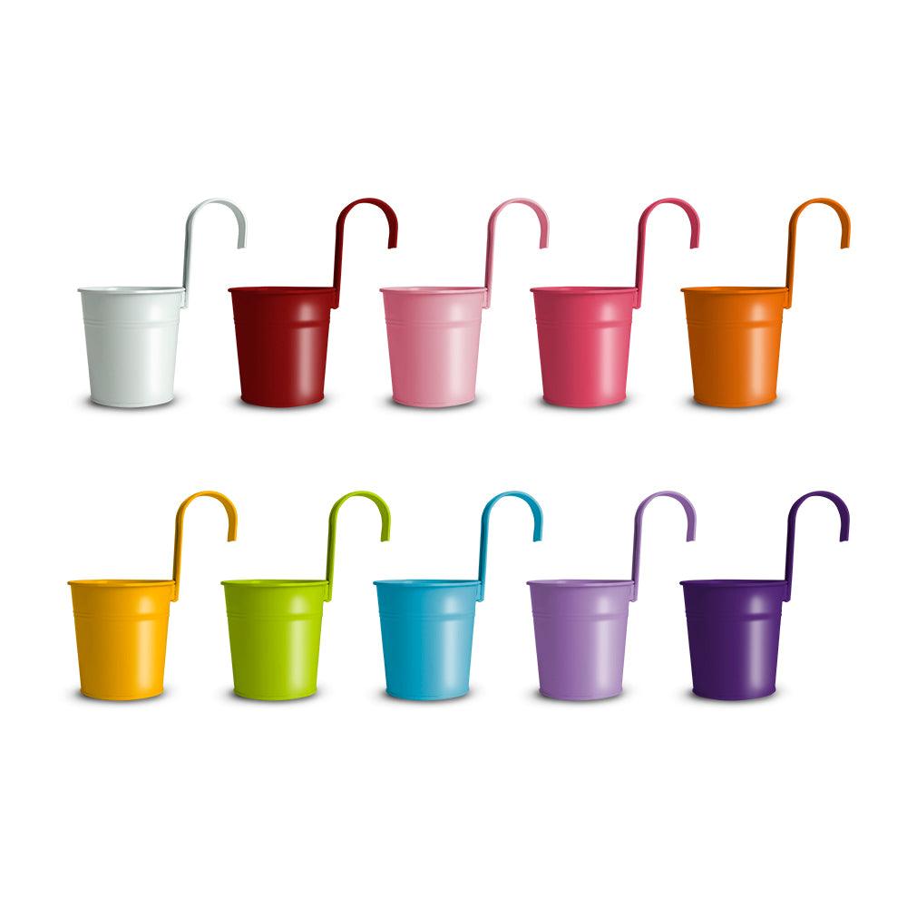 Macetas Colgantes Metálicas de Colores con Gancho 10 Piezas
