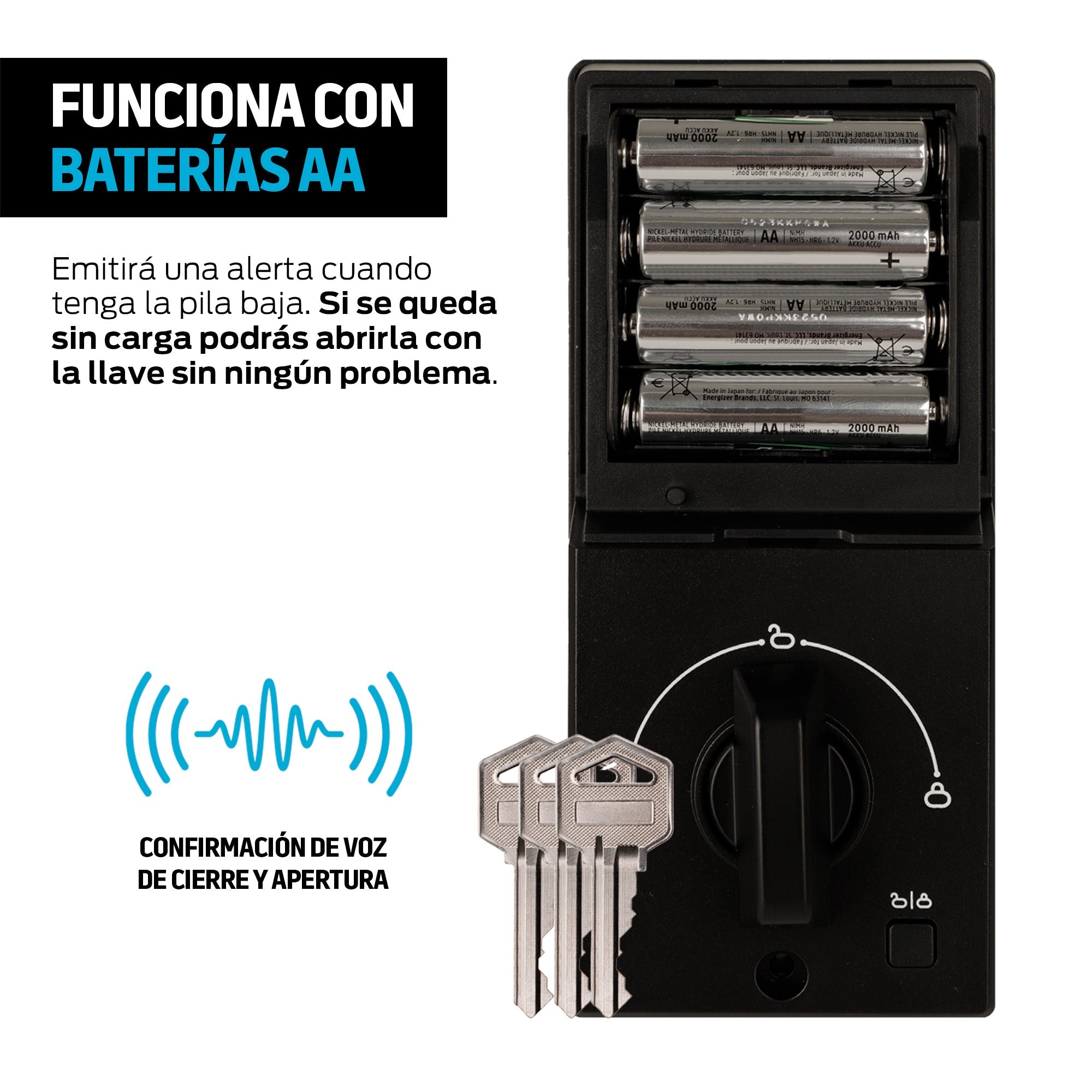 Cerradura inteligente 3 en 1 con app, código y llave