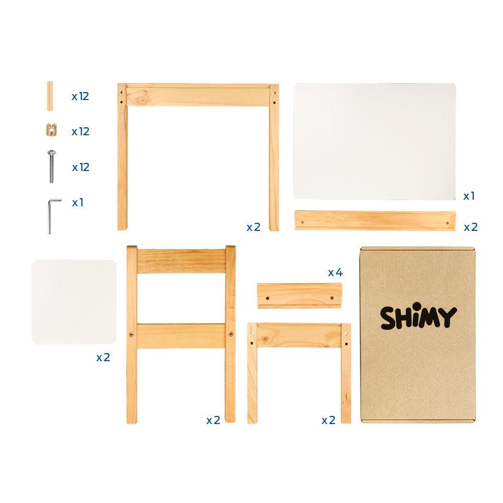 Mesa Montessori Infantil con 2 Sillas de Madera Shimy