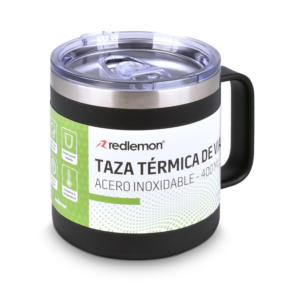 Taza térmica de acero inoxidable 400 ml con tapa hermética