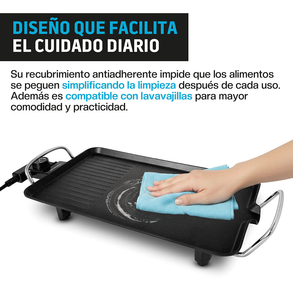 Plancha Eléctrica Antiadherente de 46 x 23 cm con Termostato