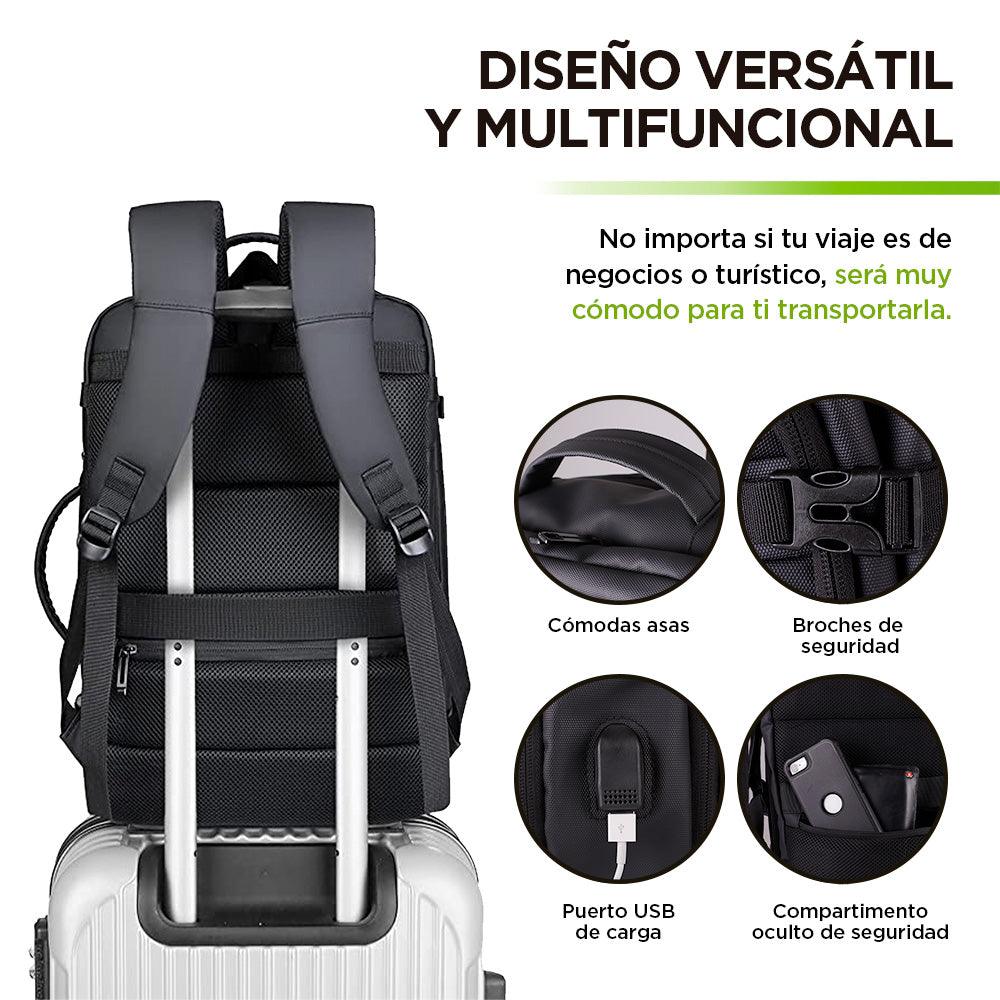 Mochila de Viaje Expandible con Candado y Puerto USB HIKEO