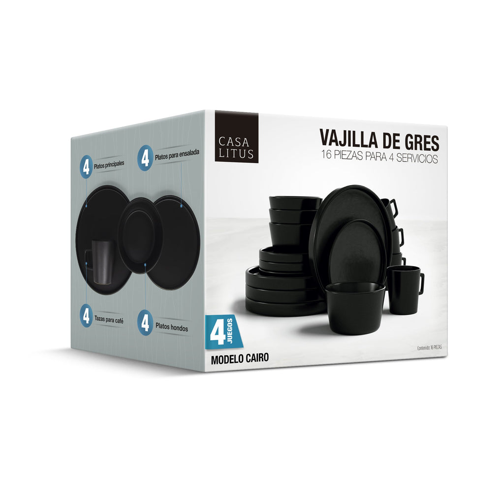 Vajilla de Gres 16 Piezas para 4 Personas Casa Litus
