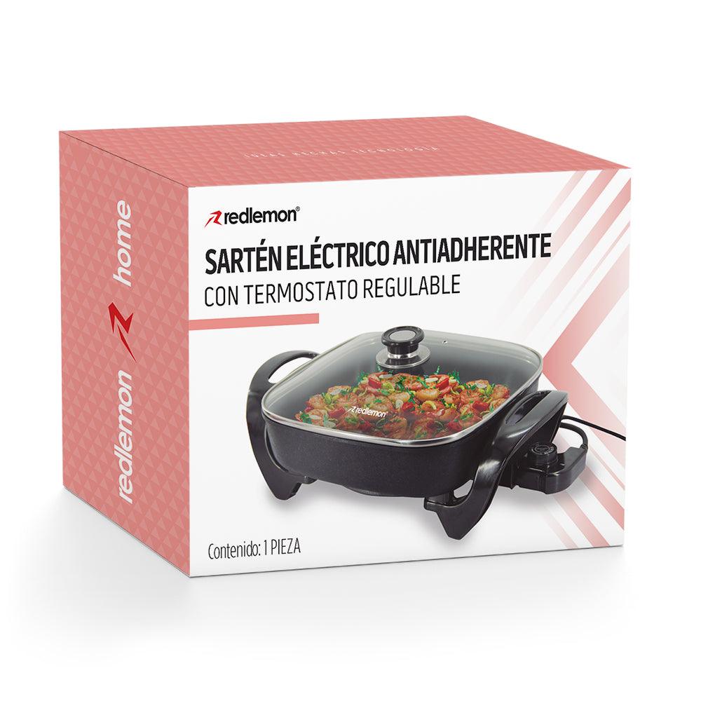 Sartén Eléctrico Antiadherente 4.5 L con Tapa de Vidrio