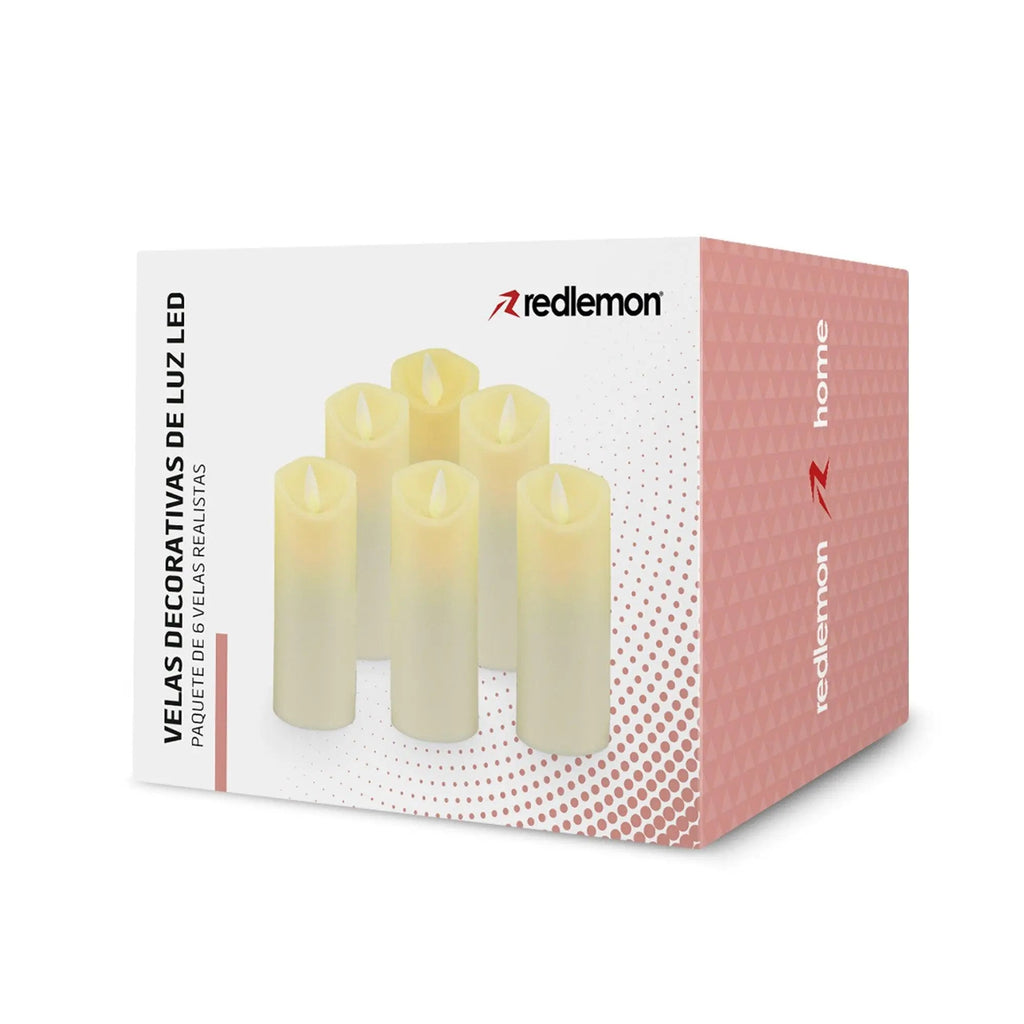 Set de 6 Velas LED con Efecto de Flama y Pilas AA