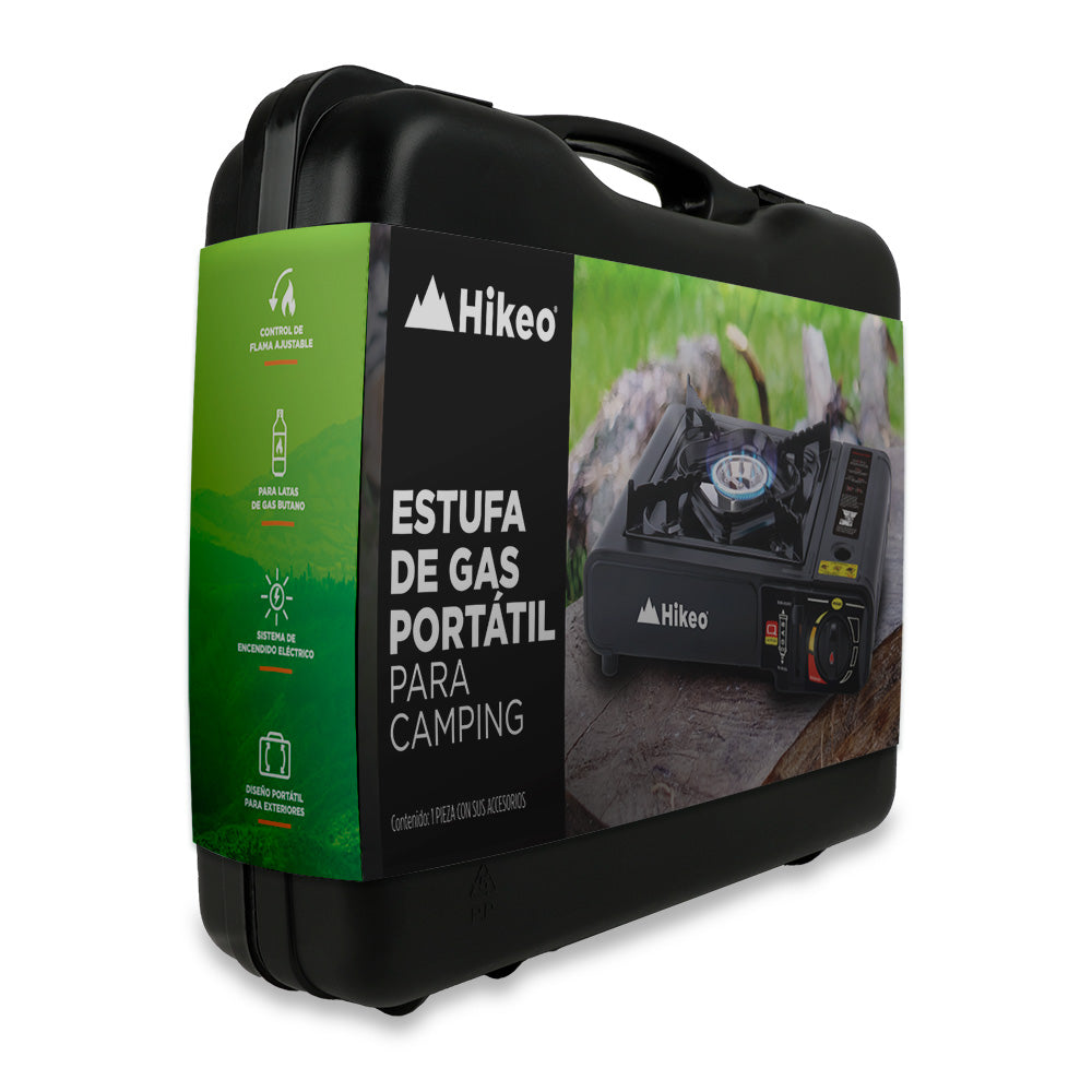 Parrilla de Gas Portátil para Camping para Cartuchos de Gas Butano con Estuche