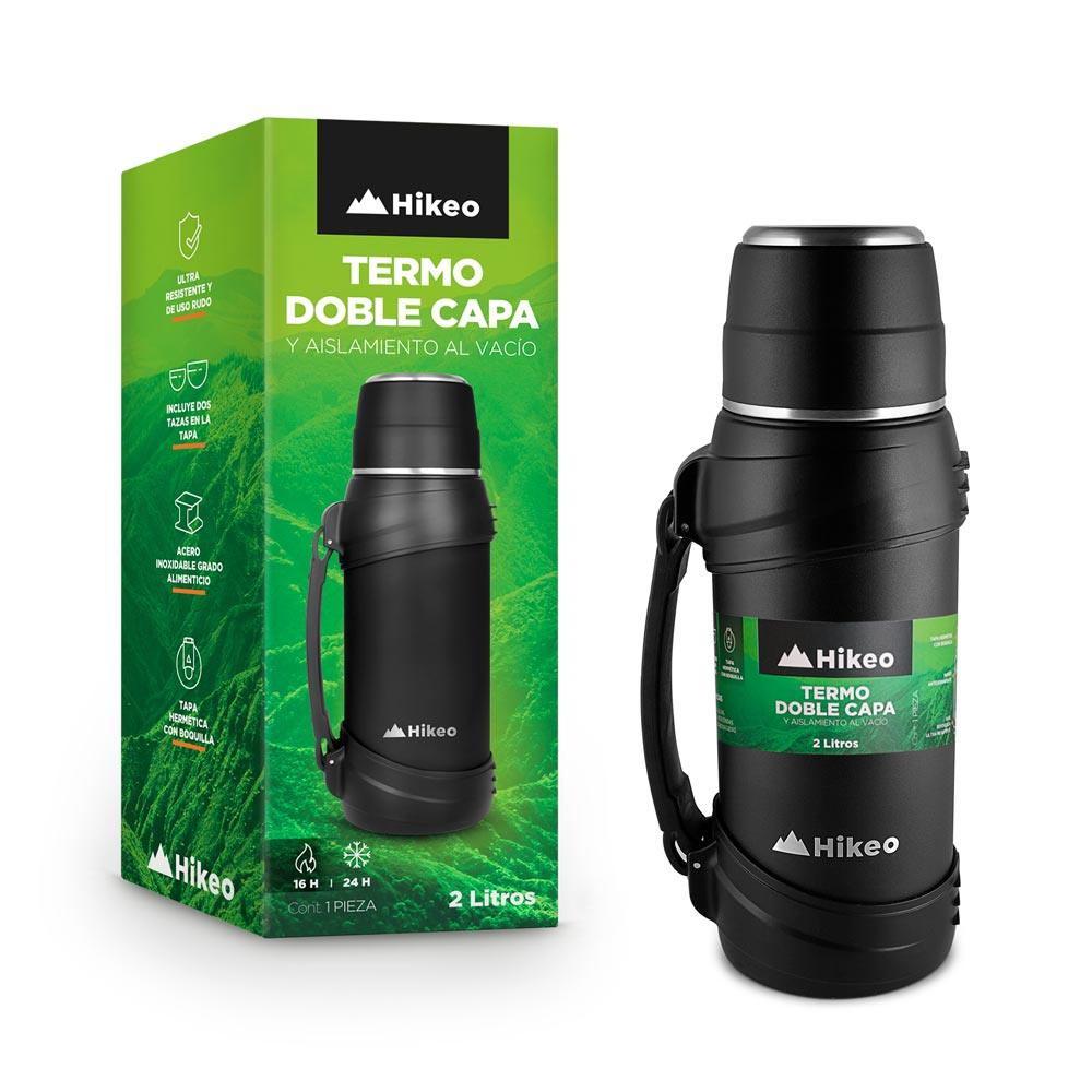 Termo de Acero Inoxidable 2 L con 2 Tazas y Correa HIKEO