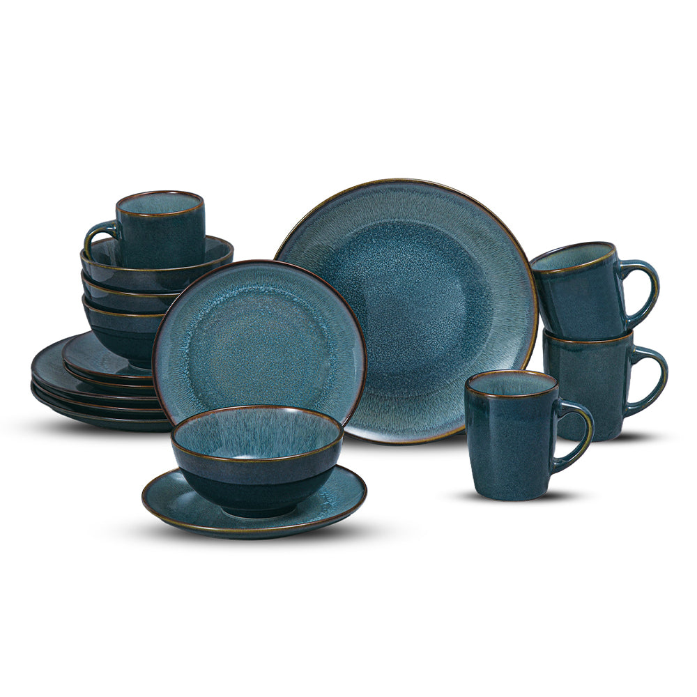 Vajilla de Gres Reactive Glaze, 16 Piezas para 4 Personas