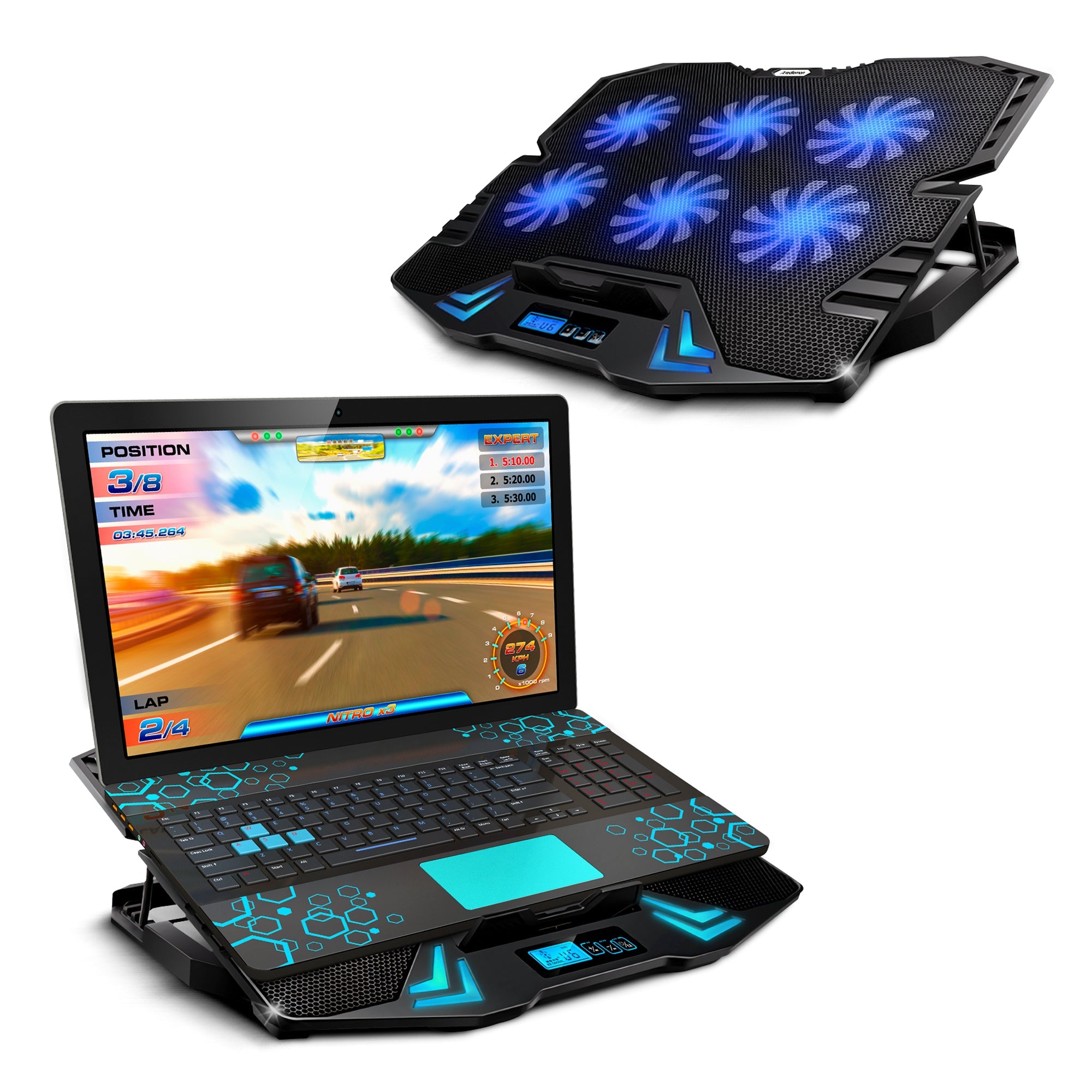 Base Enfriadora para Laptop de 9 a 17 Pulgadas con 6 Ventiladores