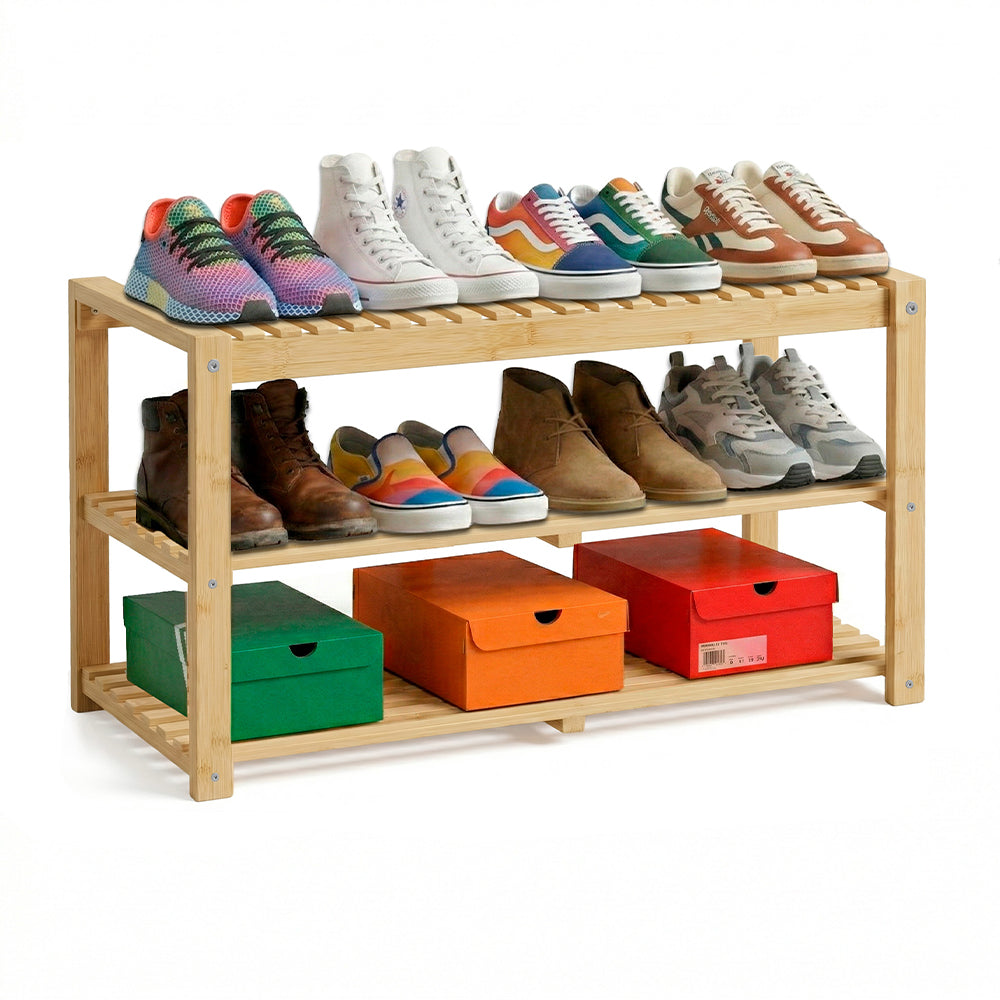 Zapatera de Bambú de 3 Niveles para 8 a 10 Pares