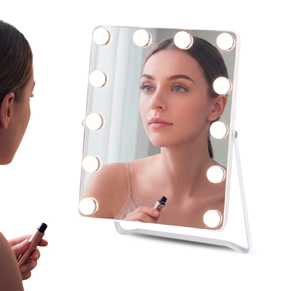 Espejo con Luz LED para Maquillaje tipo Hollywood (31x26 cm)