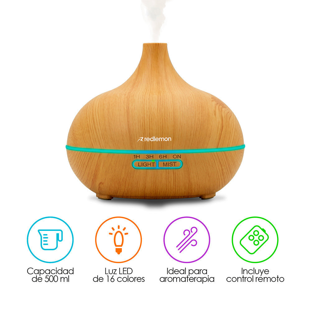 Humidificador y Difusor Ultrasónico 550 ml con Control Remoto