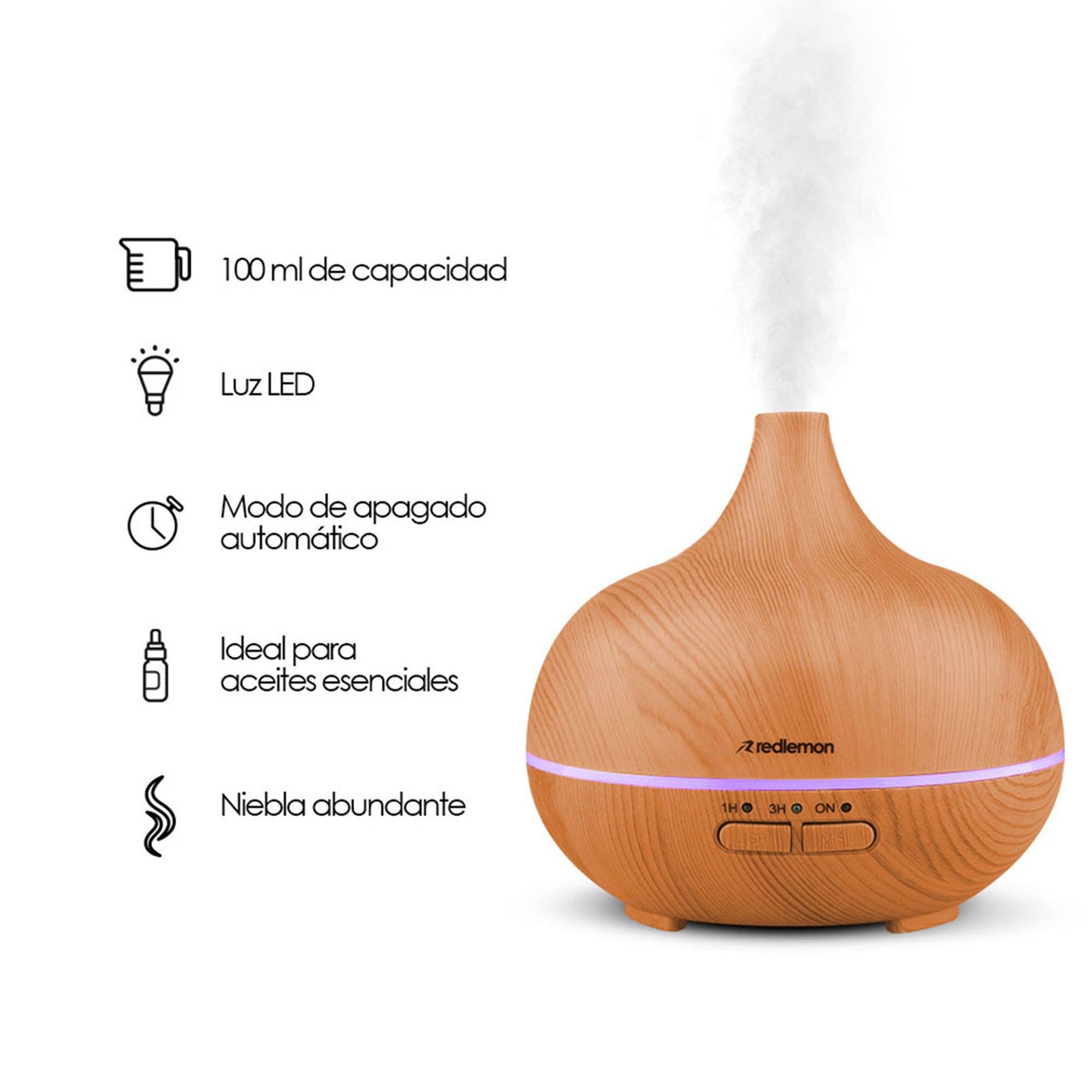 Difusor de aceites esenciales 100 ml con luz LED