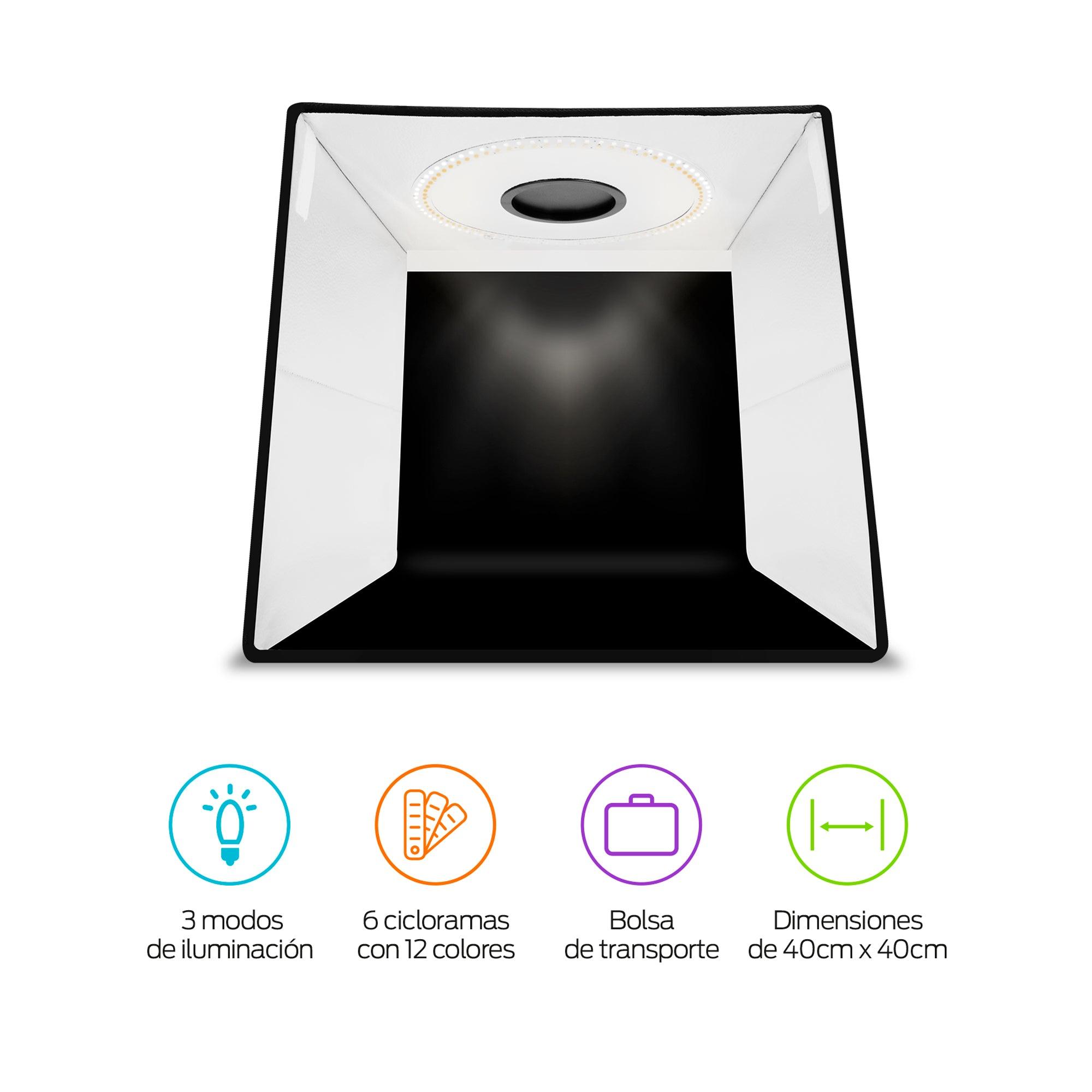 Caja de luz para fotografía 40 cm con aro LED