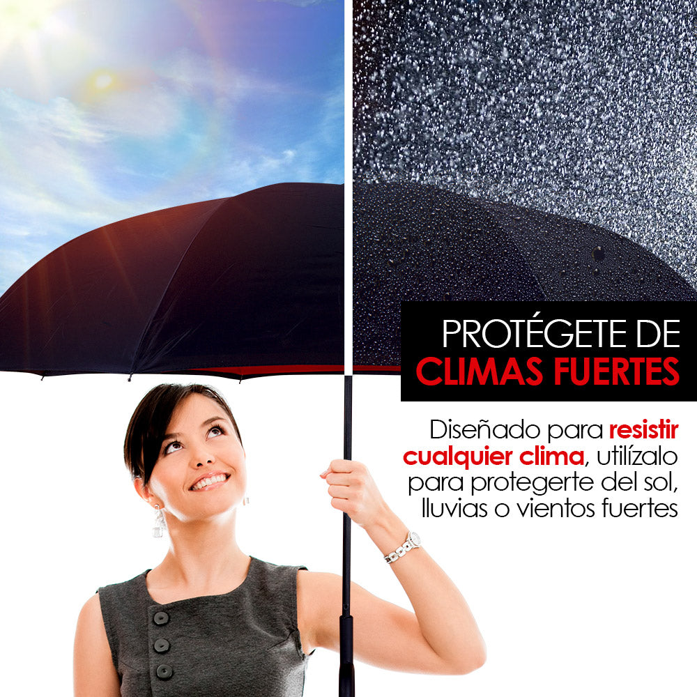Paraguas Invertido de Doble Capa con Mango en C, 100 cm