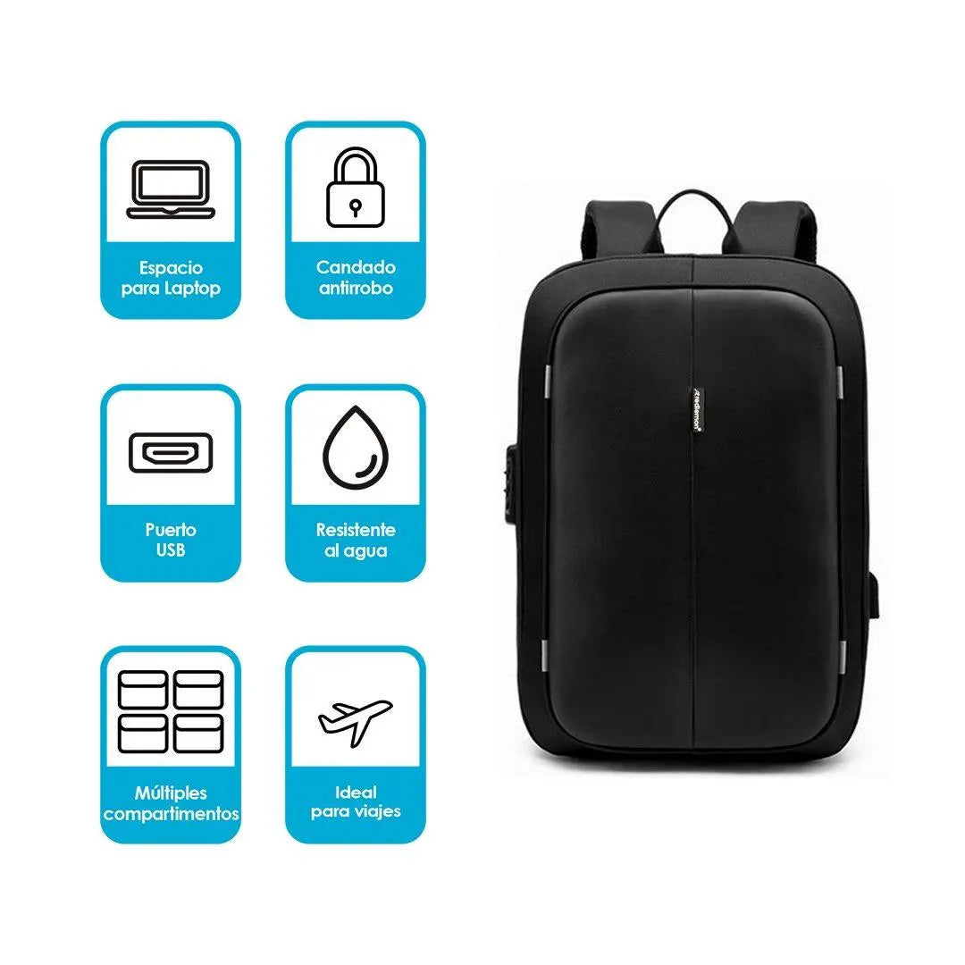 Mochila para laptop 15.6 pulgadas con candado y USB