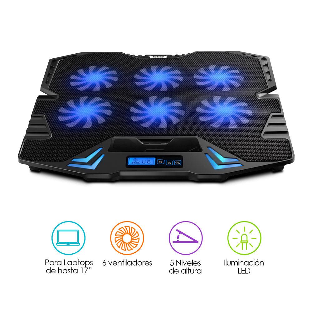 Base Enfriadora para Laptop de 9 a 17 Pulgadas con 6 Ventiladores