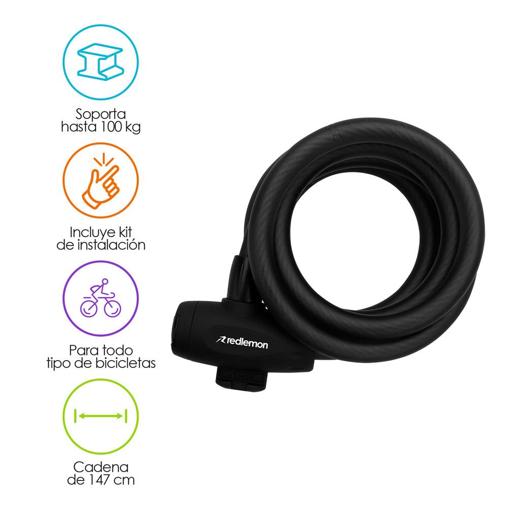 Candado de Cable para Bicicleta de 1.47 m con 2 Llaves