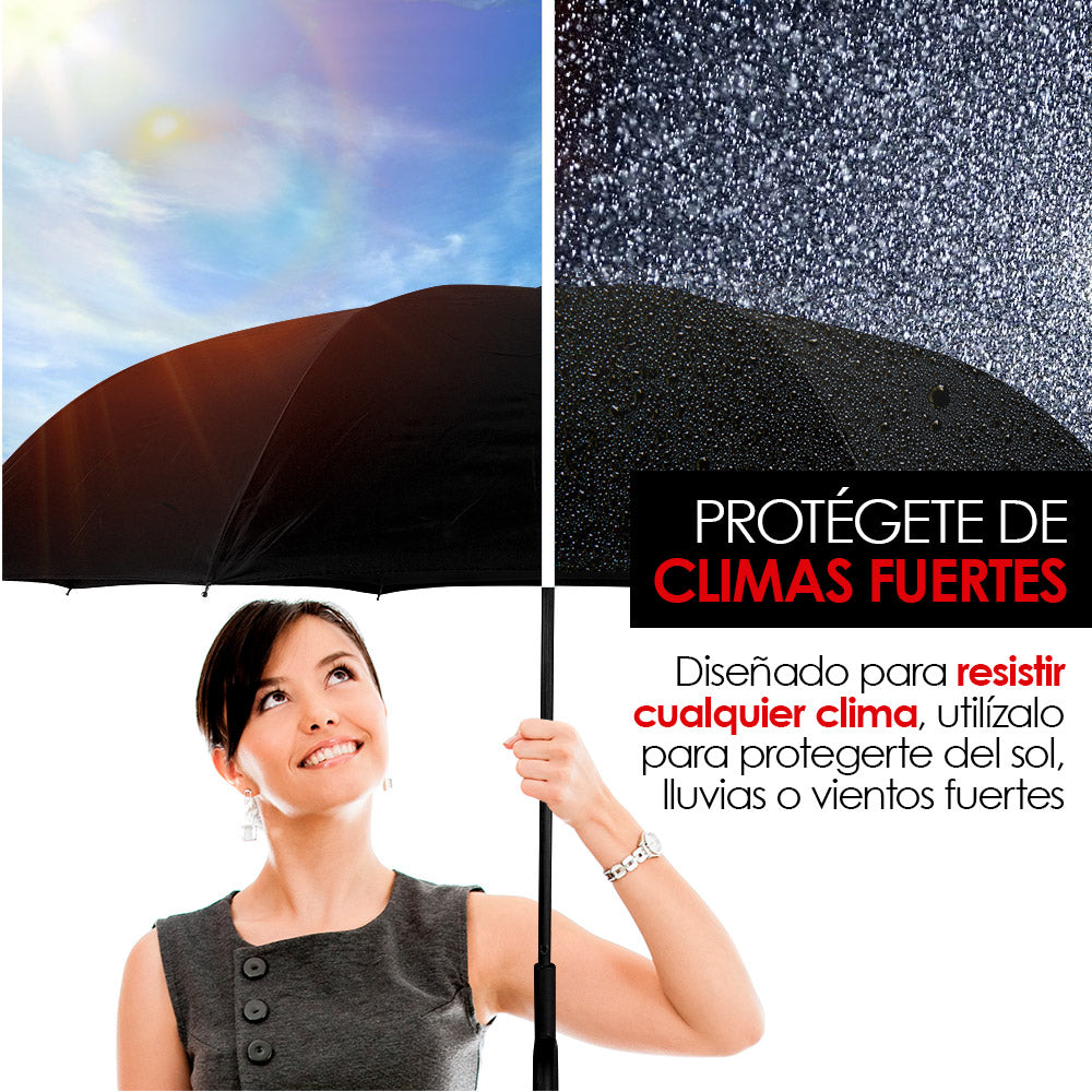 Paraguas Invertido de Doble Capa con Mango en C, 100 cm