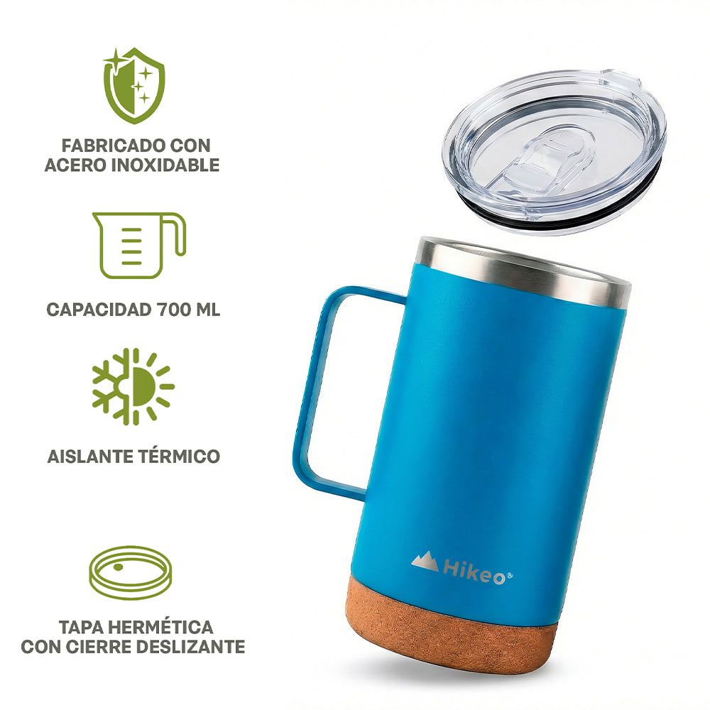 Set de 2 Termos de 700 ml con Base de Corcho y Popote