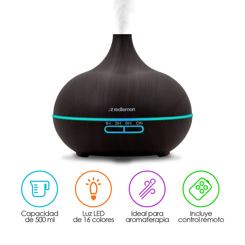 Humidificador y Difusor Ultrasónico 550 ml con Control Remoto