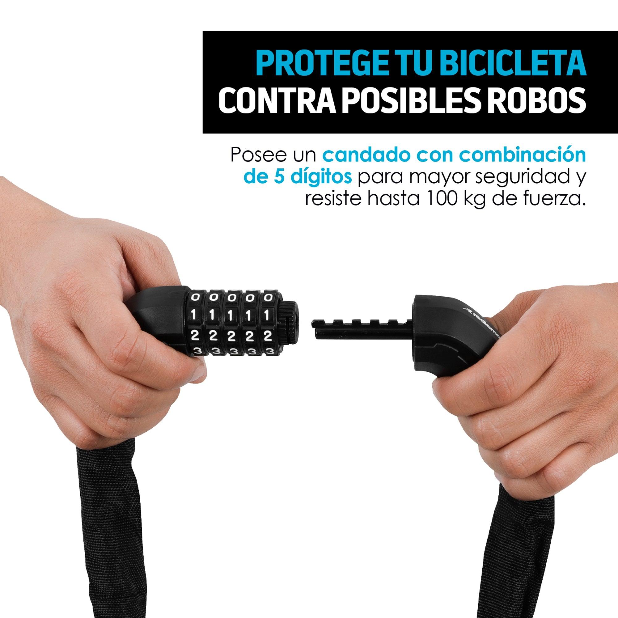 Candado de cadena para bicicleta con combinación de 5 dígitos