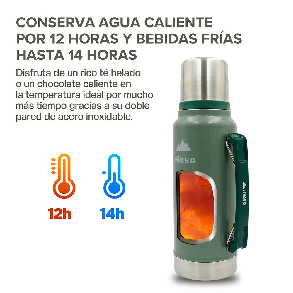 Termo de Acero Inoxidable de 1 L con Taza de 220 ml HIKEO