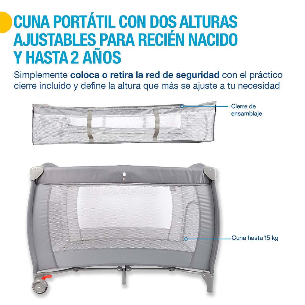 Cuna de Viaje 4 en 1 con Corral, Cambiador y Mosquitero Shimy