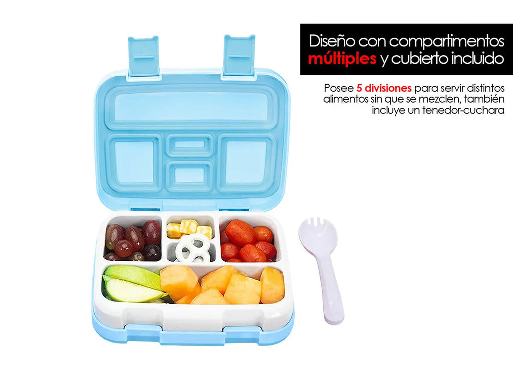 Lonchera Bento Box Infantil con 5 Divisiones y Cubierto