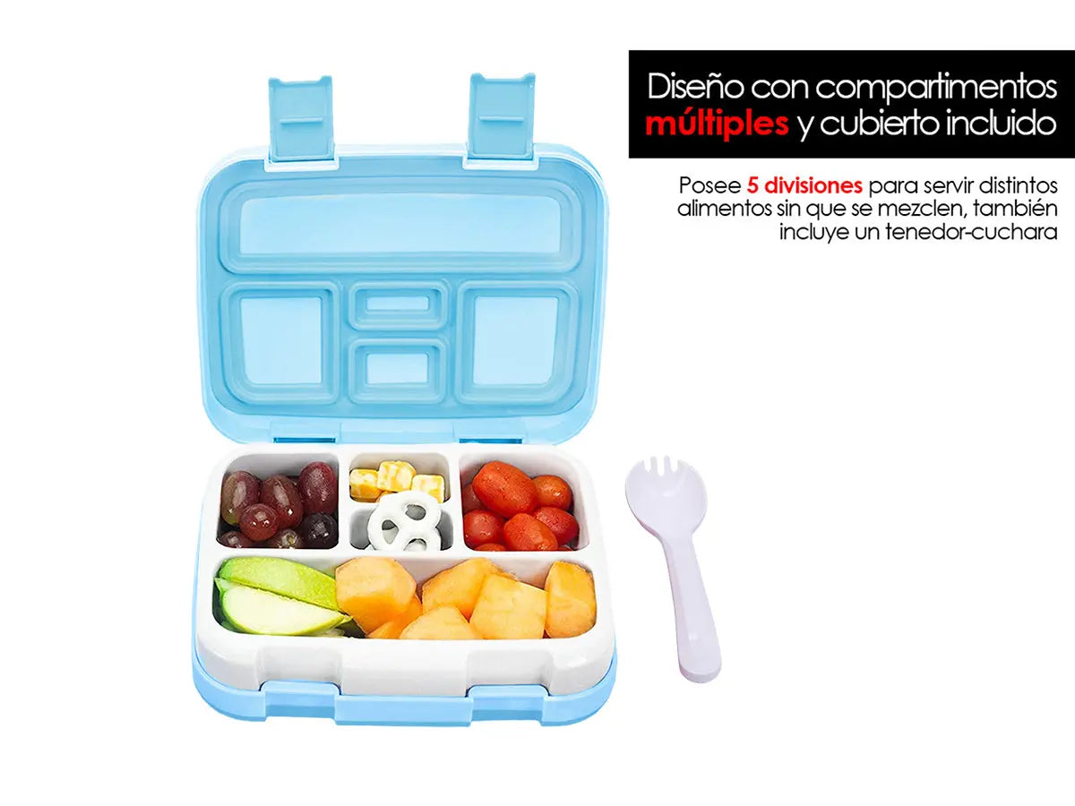Lonchera Bento Box Infantil con 5 Divisiones y Cubierto