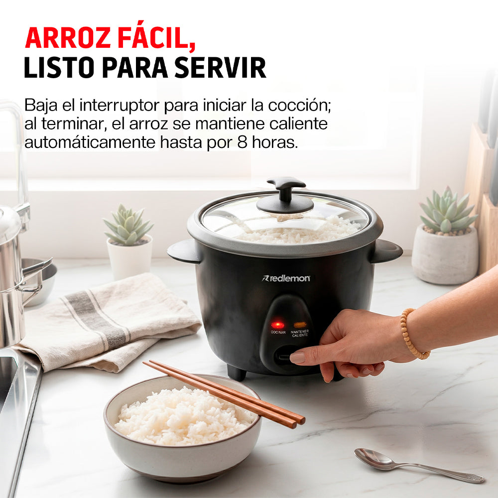 Arrocera Eléctrica Pequeña 0.6 L Antiadherente para 6 Tazas de Arroz Cocido