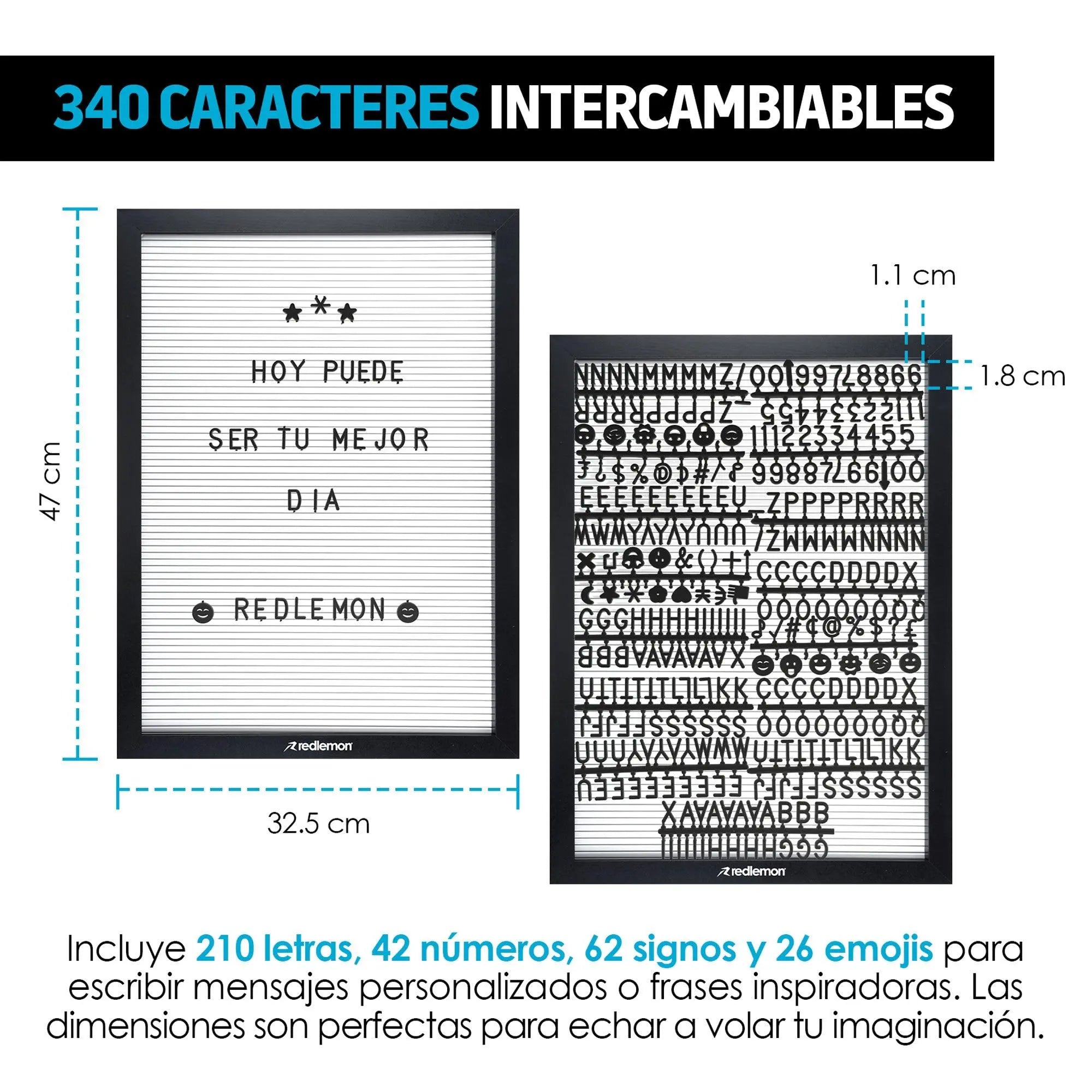 Pizarrón de Madera Vintage 340 Letras Intercambiables