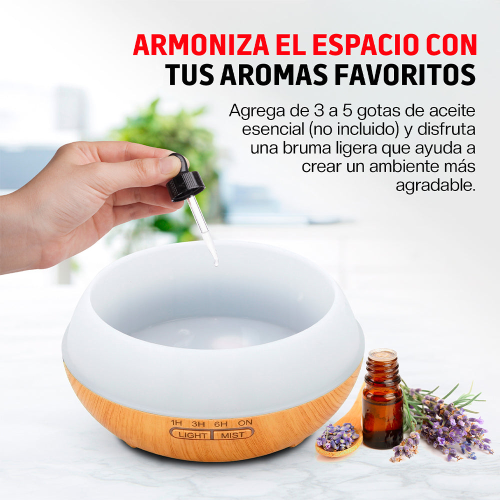 Humidificador y Difusor Ultrasónico 550 ml con Control Remoto