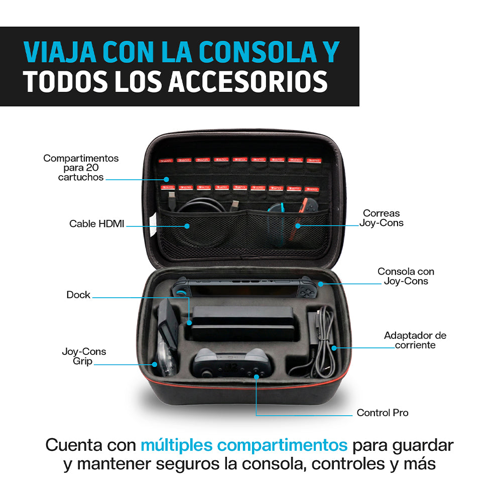 Funda Rígida para Nintendo Switch y Switch 2 con Compartimentos